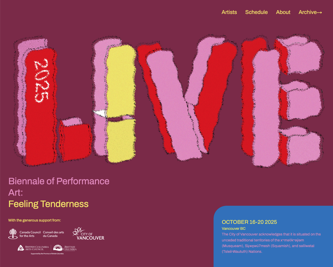 LIVE2025 - Biennale of Performance Art: Feeling Tenderness - OCTOBER 16-19 2025